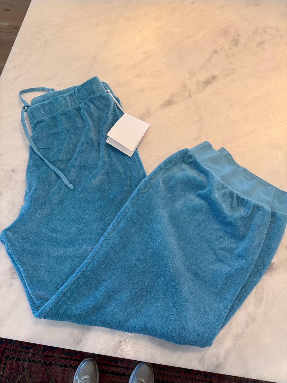 Suzi Kondi Turquoise Terry Track Pants - Picture 2 of 2